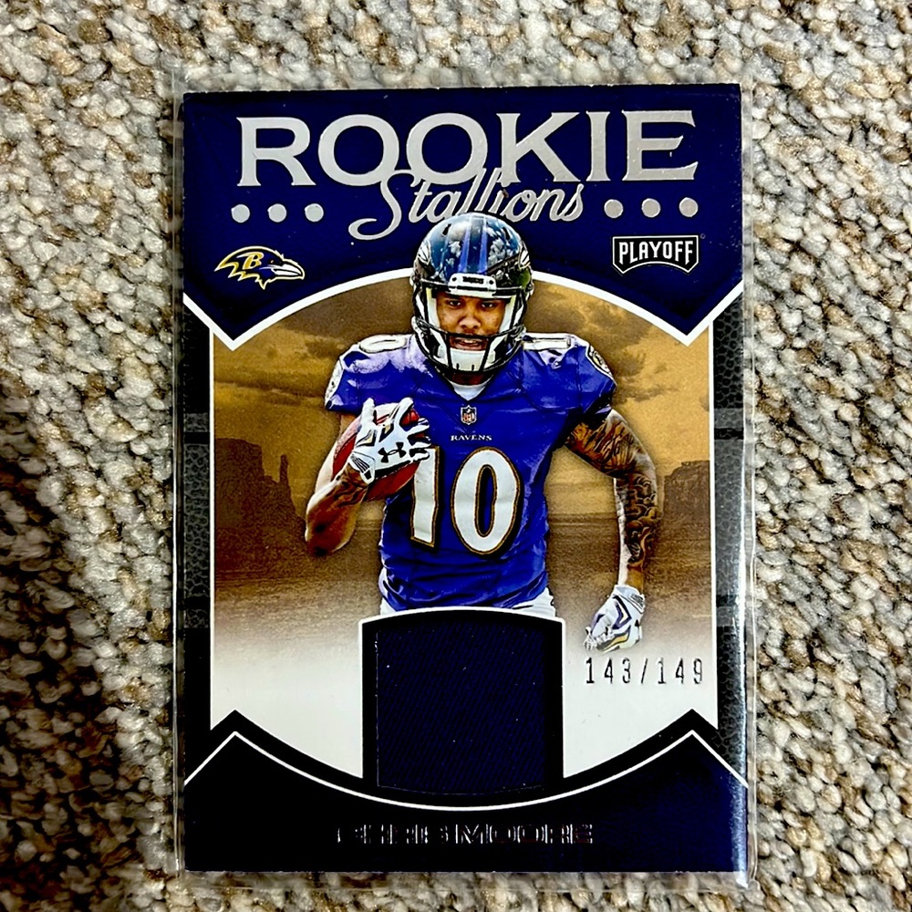 2016 panini Chris Moore rookie stallions player worn jersey card 143/149
